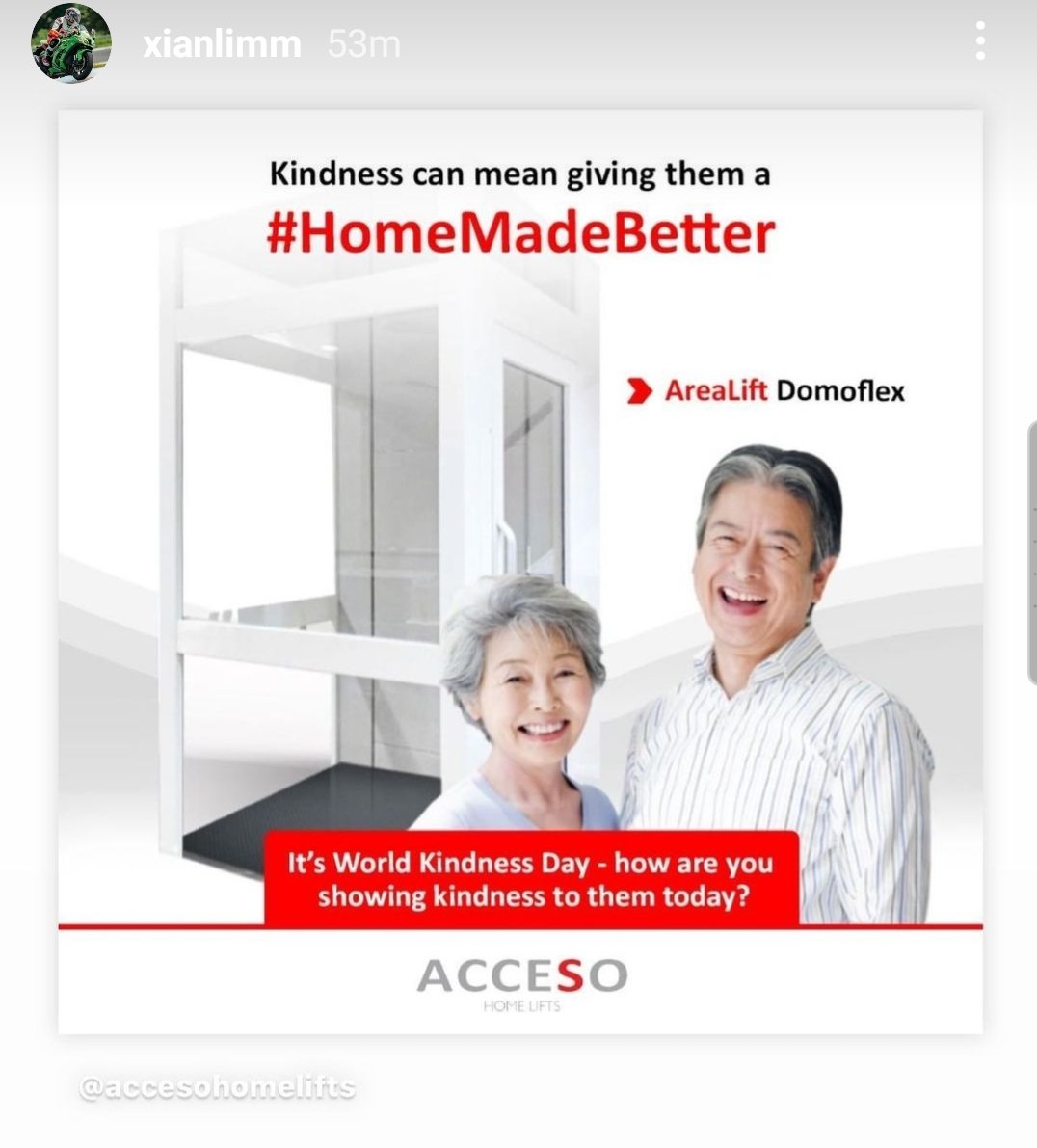 jackiecuddles's tweet photo. @XianLimm joins #accesohomelifts in celebrating
#WorldKindnessDay2021 by
#HomeMadeBetter https://t.co/EXhJuOXmgh