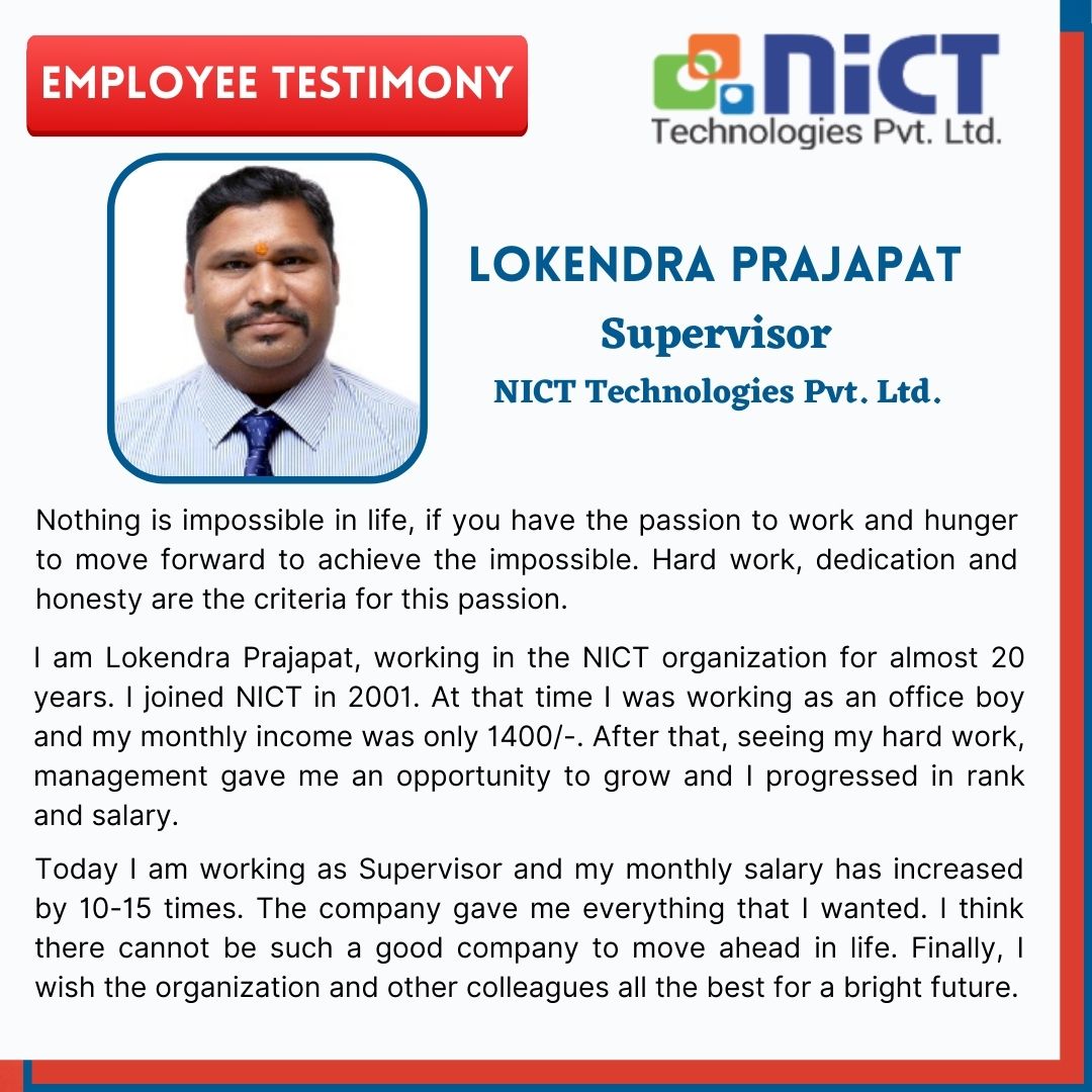 nict_tpl's tweet photo. #EmployeeTestimony #Supervisor #NICT_Technologies_Pvt_Ltd https://t.co/QlEw78tKJx