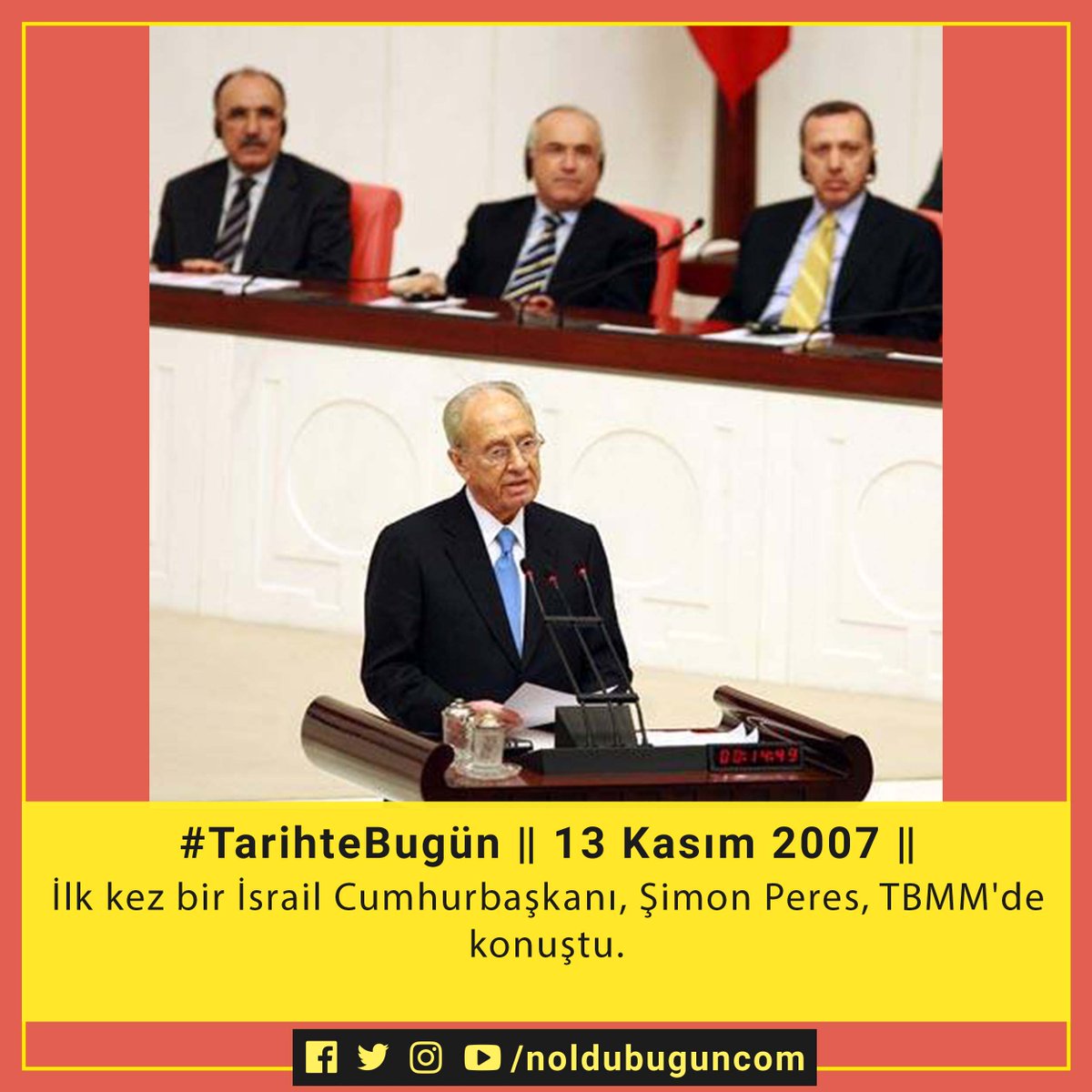 noldubugun_com's tweet photo. #TarihteBugün 13 Kasım 2007
Şimon Peres, Türkiye Büyük Millet Meclisi'nde konuşma yapan ilk İsrail Cumhurbaşkanı oldu.

#TBMM #İsrail #siyaset https://t.co/9rU22Xfthk