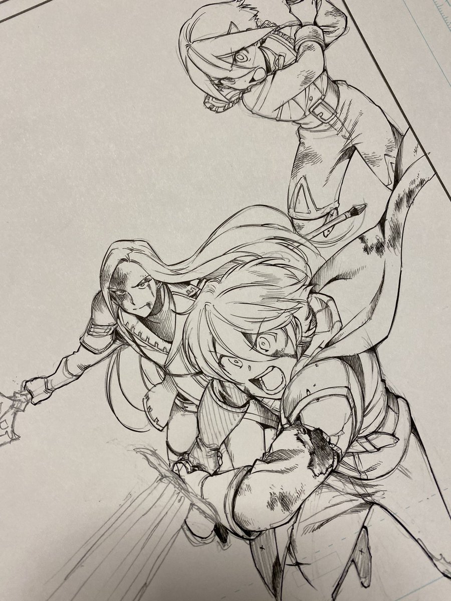 育成スキル作画進めてます。
勇者パーティ久々に描いてます 