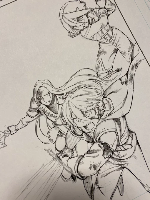 育成スキル作画進めてます。
勇者パーティ久々に描いてます 