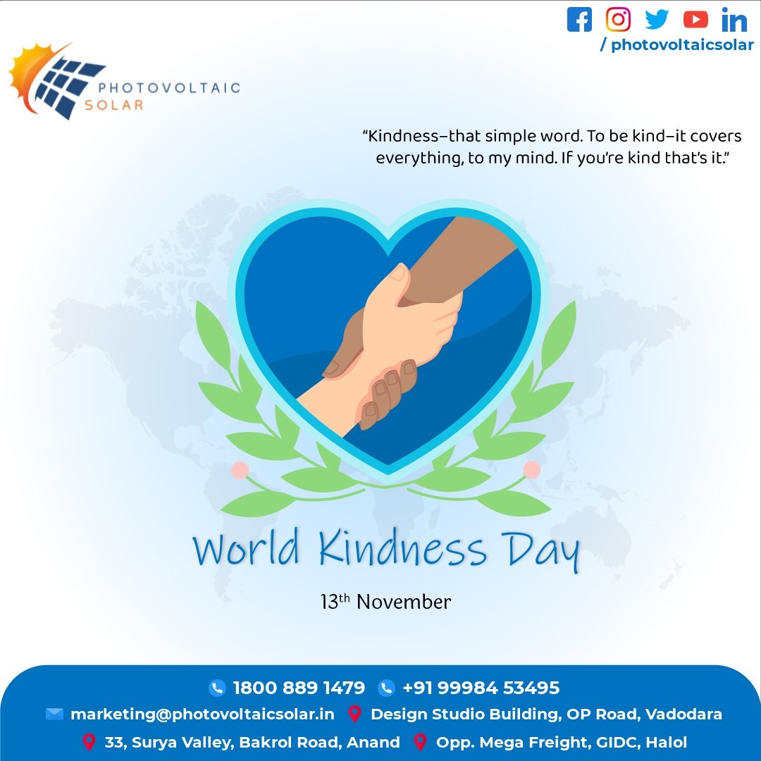 GoPhotovoltaic's tweet photo. 🤝World Kindness Day🤝
#kindnessquotes #worldkindnessday
#huminityfirst #solardistributioncompany #adanidistributor #adanisolar #trinasolar #growattinverters #polycab #photovoltaicsolar #greenenergy #india #gujarat #ourvadodara #ourahmedabad #surat #Rajkot #solar24news https://t.co/1WFnfibH0y
