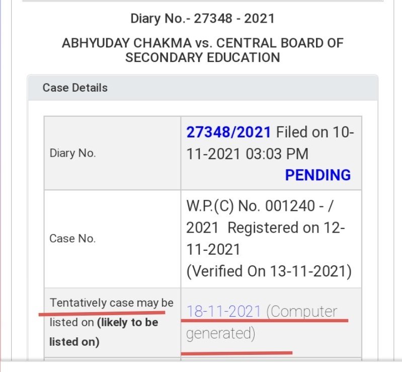UrHimanshuBorah's tweet photo. #MakeTerm1Hybrid #UPDATE
Tentative Listing on 18/11/2021 for
WPC 1240/2021 . We are trying for a urgent hearing. 
We are trying our best.
Students please focus on your preparation.
Req. to parents to please come forward and support their childrens for their genuine concerns. https://t.co/dTc1ZPqbbA