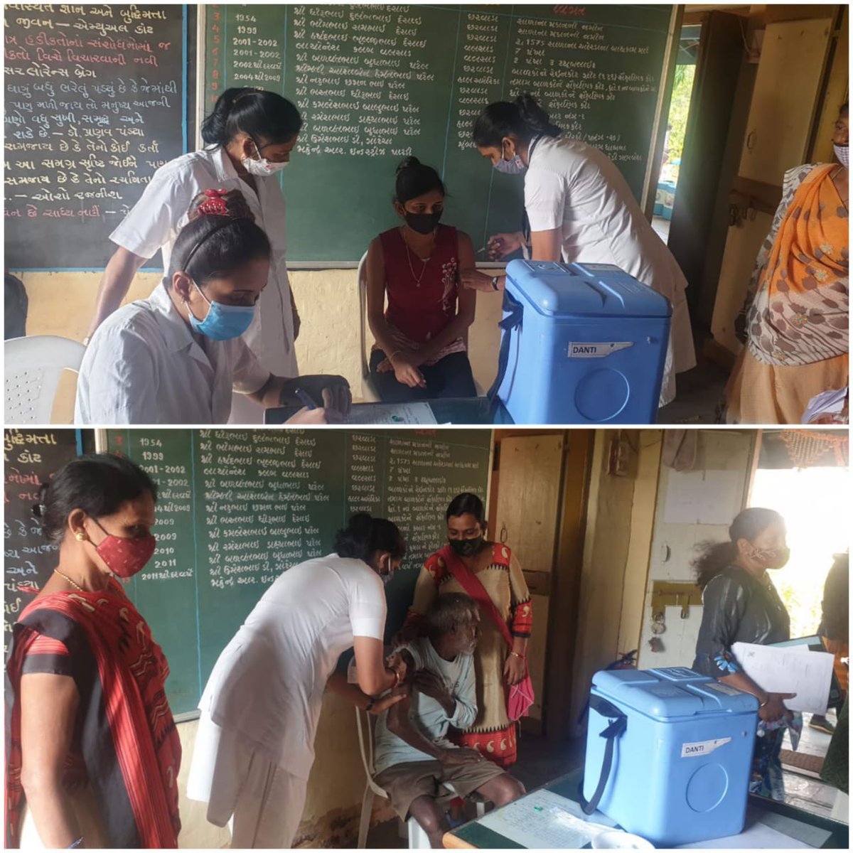 Healthcare workers doing door to door vaccination in Valsad district. Service delivery forums such as Seva Setus are being used for increasing vaccination coverage too. @pkumarias @mdnhmgujarat @collectorvalsad