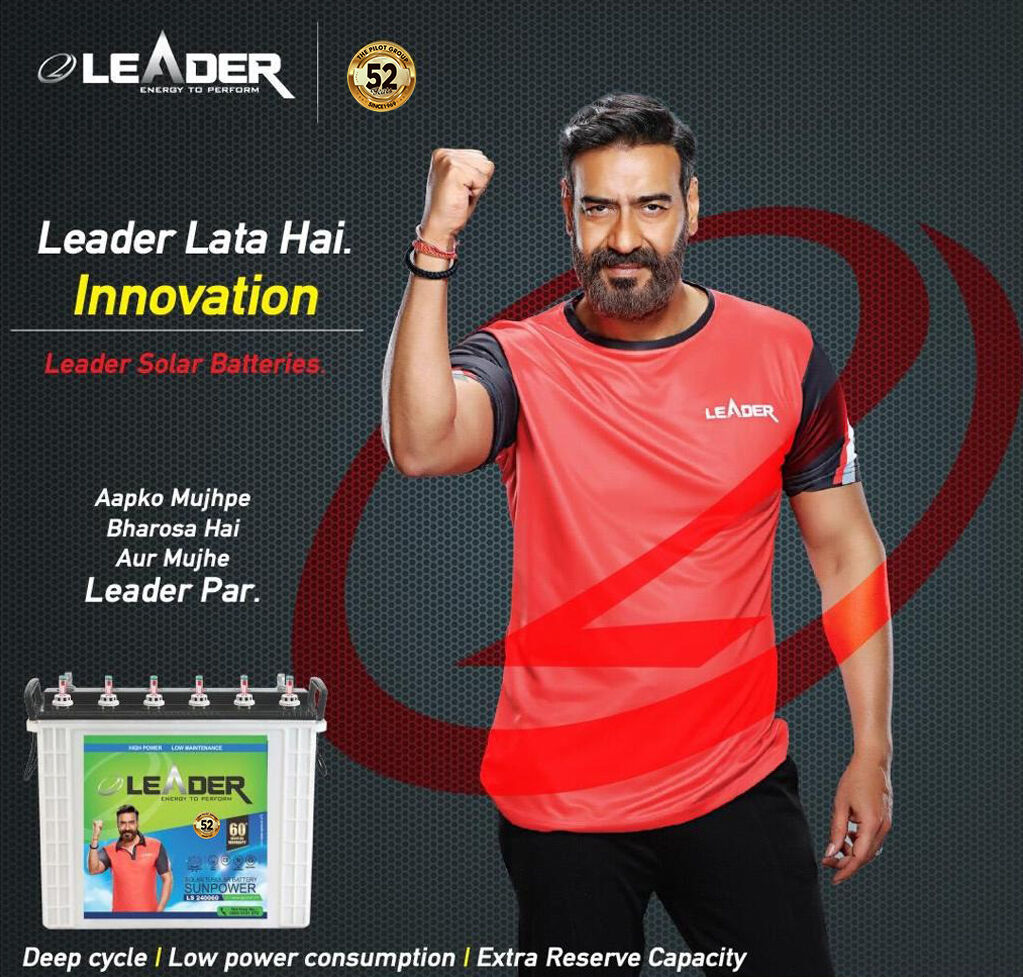 LeaderBatteries's tweet photo. Leader lata hai innovation with leader solar batteries.

#solarbattery #performance #power #dealership #lowmaintenance #ajaydevgn #solar #solargreen #solarpanel #solarbatteries #leaderbatteries #distirbutorship #deepcycle https://t.co/sNYgDN8BIh