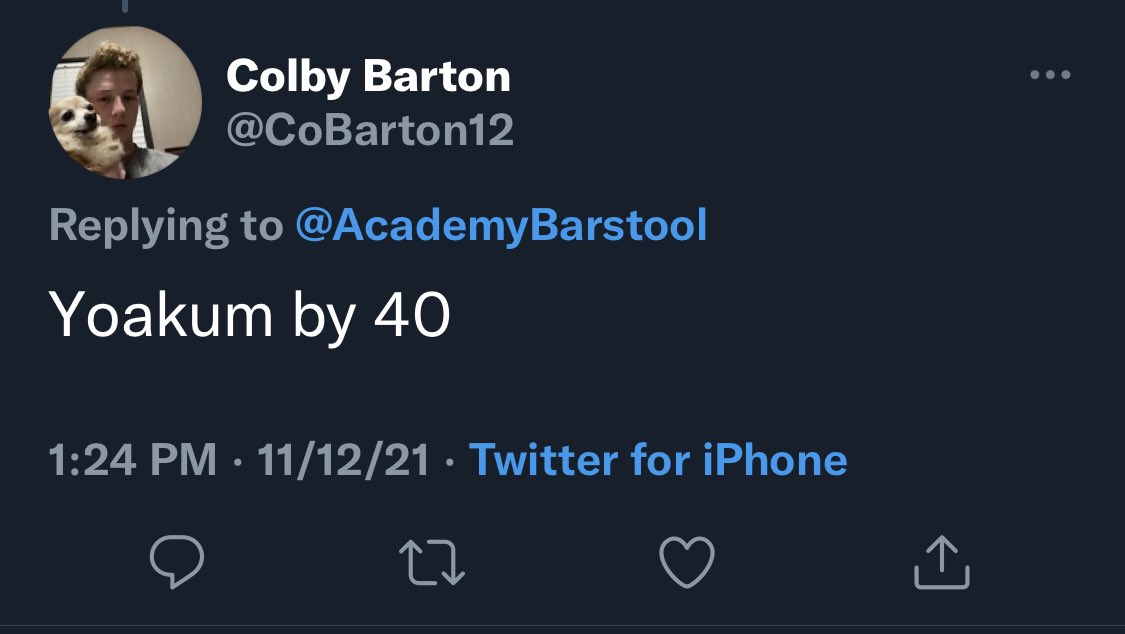 Truly sad to see how bad people are at talking trash. That so called “Yoakum by 40” doesn’t look to hot now does it buddy. It’s okay I don’t expect a response, you’ve already had enough of a beating. @CoBarton12 #hushmode