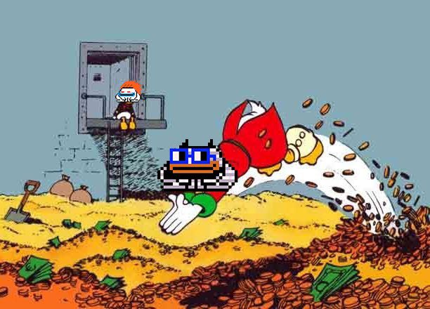 Bernie Sandtoadz inspecting the liberated Swamp Gold prior to distribution. 

MMT for the UniSwamp/Grempland.