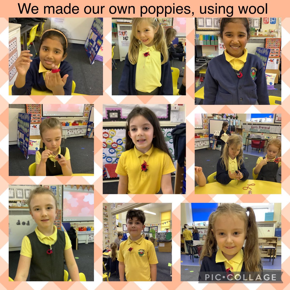 HendreInfants's tweet photo. Dosbarth Foxes 🦊 have loved learning all about Remembrance Day and why we celebrate it. They made their own poppy pom poms, using the appropriate colour wool and thought about the importance of having peace, to make their own poems. #parents #LLC #RemembranceDay #poppy #peace https://t.co/ipqfwe5B8U