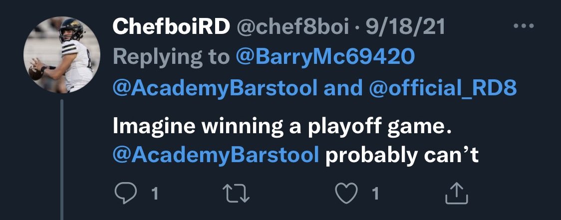 That didn’t age well… well I mean we won tonight and y’all lost your first round. We can imagine winning a playoff game. Don’t think you could. Time for you to log off bud.😮‍💨@chef8boi
