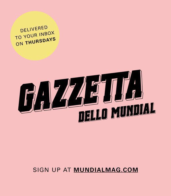MundialMag's tweet image. Gazzetta is our free email newsletter. It features exclusive content, all our favourite things from across the internet, and a weekly giveaway with @cultkits.

SIGN UP NOW: bit.ly/3hBWsBY