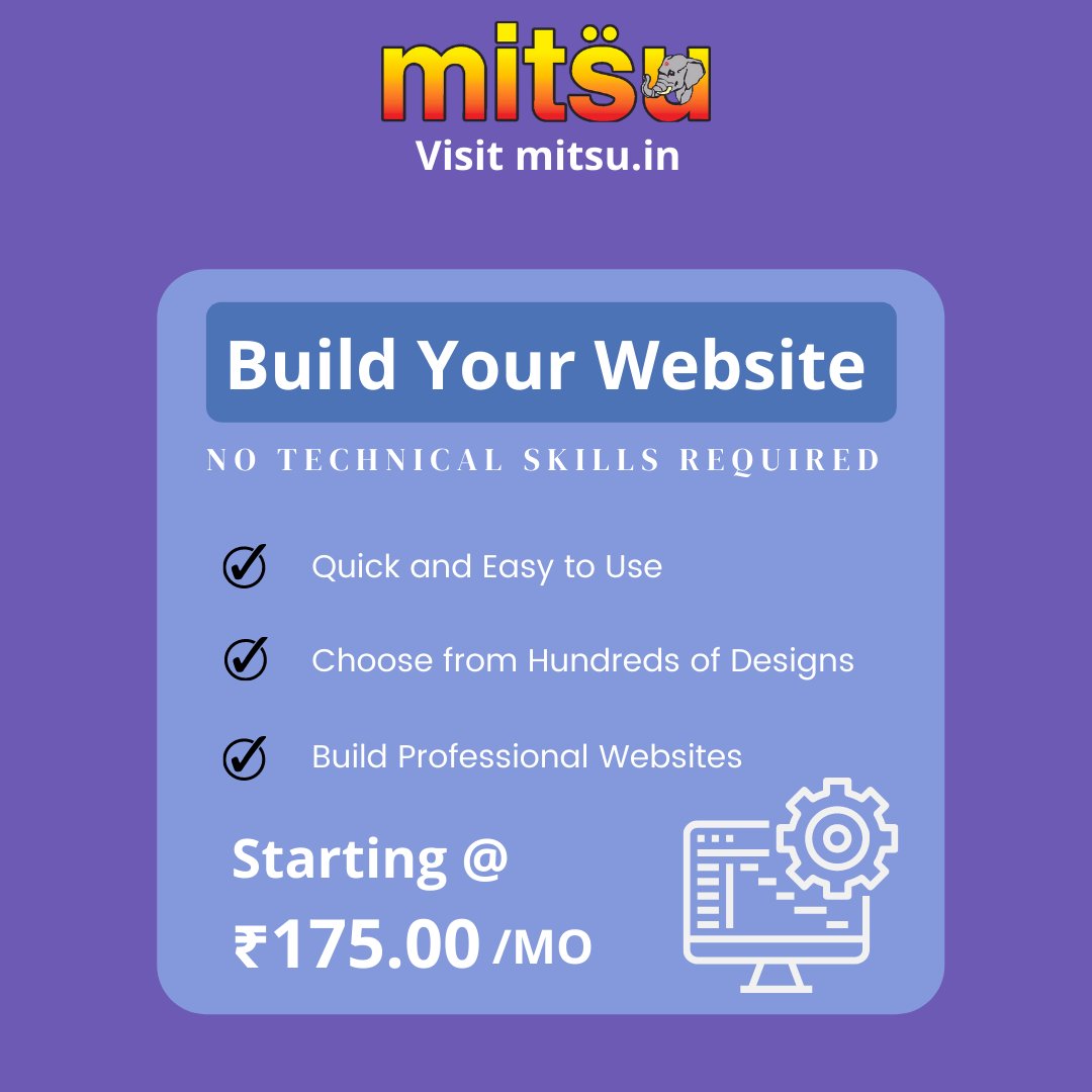 "Build your Website with us only at Rs. 175.00 /MO Why choose us? -Quick &amp; Easy to Use Websites -You can choose from hundreds of designs - We help you to build professional websites."
#website #technical #skills #webdesign #websitedesign #professional #websitedevelopment #mitsu
