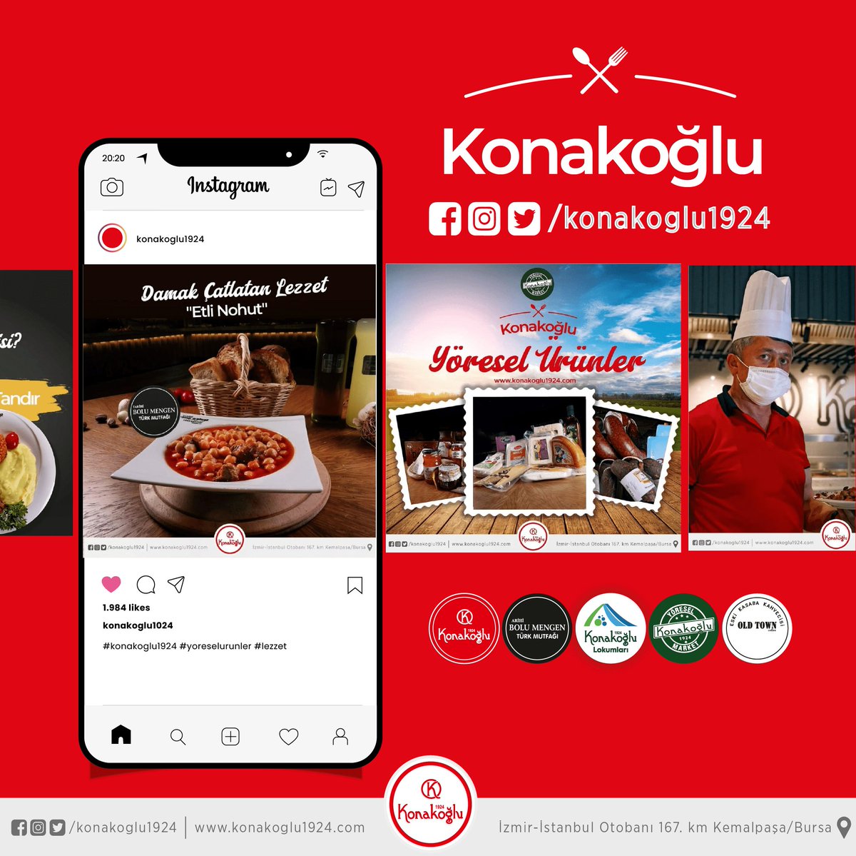 Yolunuzun üstünde enfes lezzetler 👨🏼‍🍳🍽️

#konakoğlu #konakoğlu1924