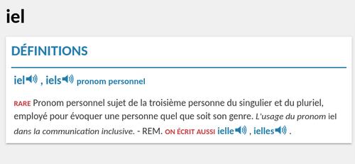 Limportant_fr's tweet photo. Le pronom neutre «iel» est dans le dictionnaire Le Robert https://t.co/5WWJ55iHwi #Société https://t.co/gp4P1fxK2S