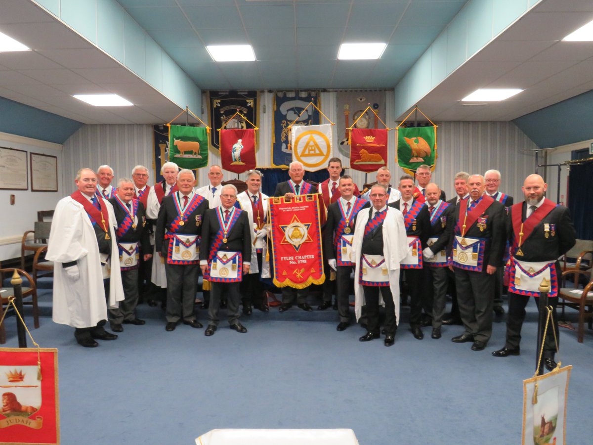 NorthFyldeGroup's tweet photo. Fylde Chapter No 2758, held a rare banner dedication, the principal Deputy Grand Superintendent Paul Andrew Renton, Paul was supported by Christopher Butterfield and Godfrey Hirst. @WestLancsPGL @GrandChapter @DepGSuptWLancs @Freemasonry2day @UGLE_GrandLodge https://t.co/690ziS9zoK