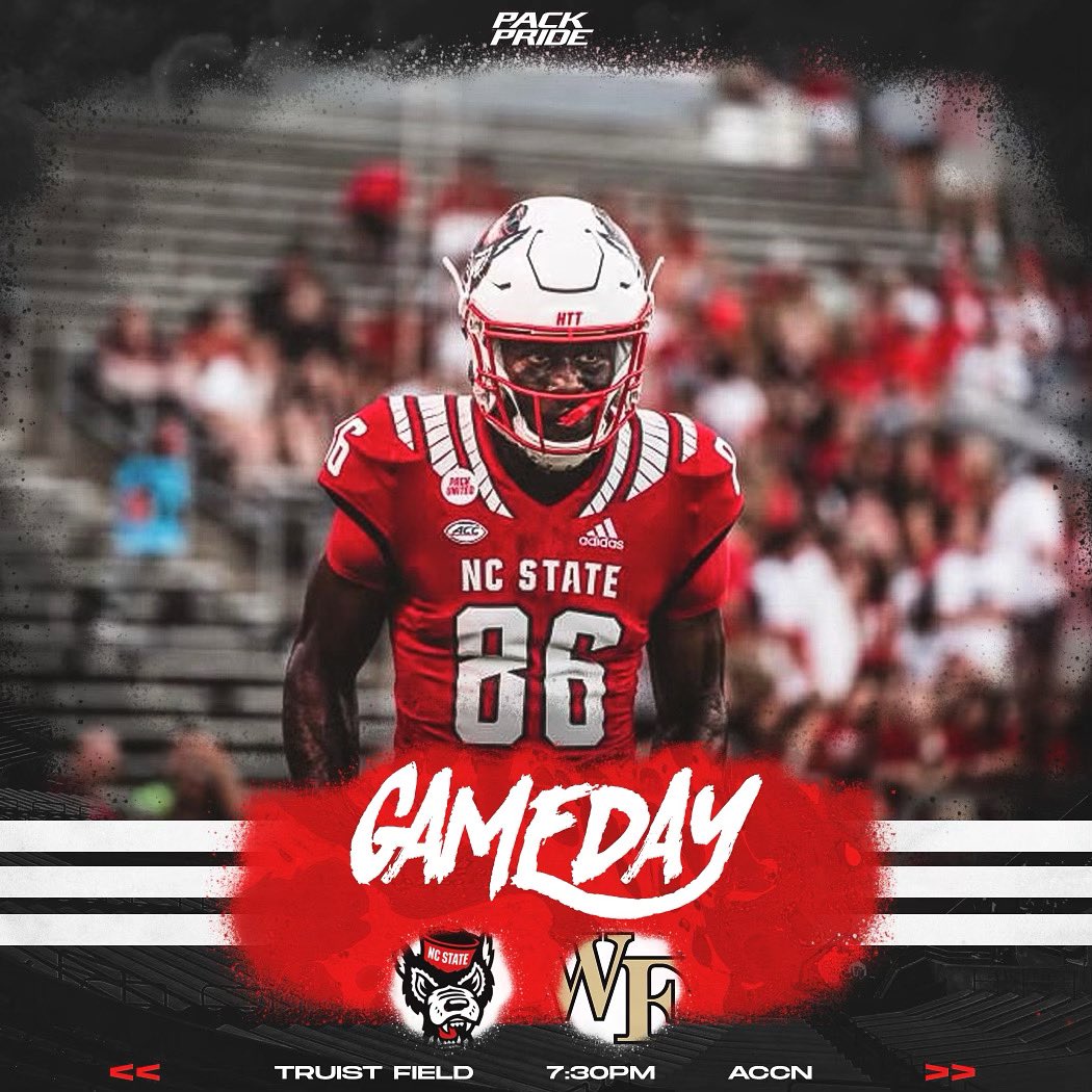 PackPride's tweet photo. Wake up, #WPN! It’s Game Day!

No. 16 NC State vs. No. 12 Wake Forest kicks off at 7:30 p.m.

WOOOOOOLF!!!!! https://t.co/2VhWG6Obr3