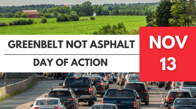 Think building two new MEGA HIGHWAYS through the GREENBELT during a CLIMATE CRISIS is just plain wrong? Yeah, so do we. 

Join us to protect Ontario's green space. Find an event near you: ow.ly/3q7H50GLpCs #GreenbeltNotAsphalt #Stopthe413 #StoptheBradfordBypass  #onpoli