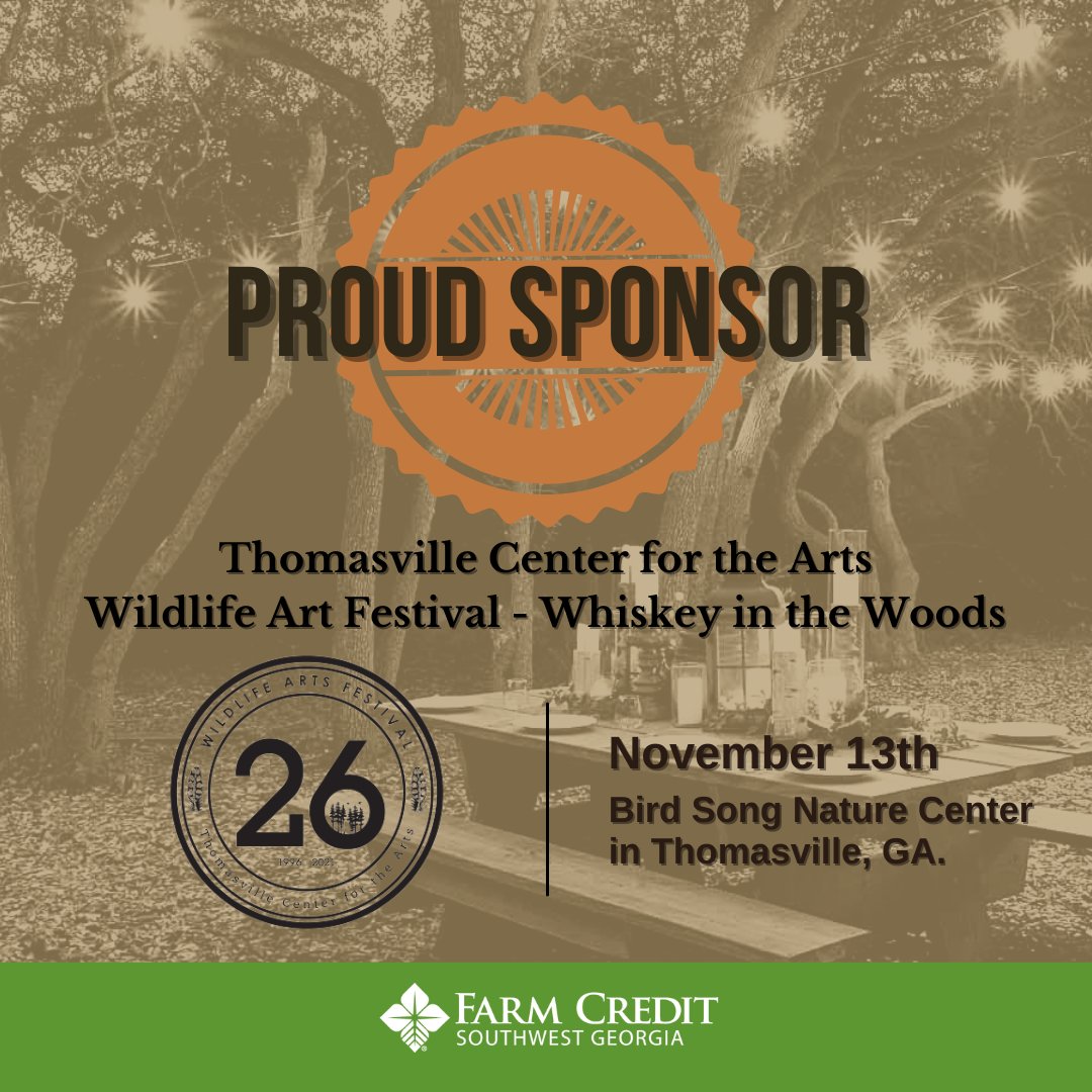 SWGAFarmCredit's tweet photo. #SWGAFarmCredit is a proud sponsor of the event Whiskey in the Woods hosted by Thomasville Center for the Arts. https://t.co/6YXIJKWwMl