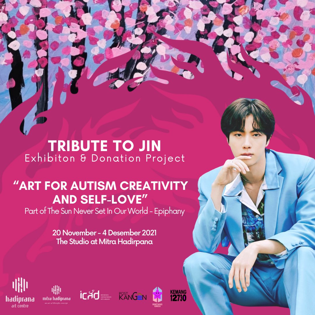 BintangUngu3's tweet photo. TRIBUTE TO JIN
Exhibiton &amp; Donation Project “Art for Autism Creativity and Self-Love” (Part of The Sun Never Set In Our World - Epiphany) 

Event by: @bintangungu3 @kaktoto @mitrahadiprana https://t.co/LGGse7mFQx