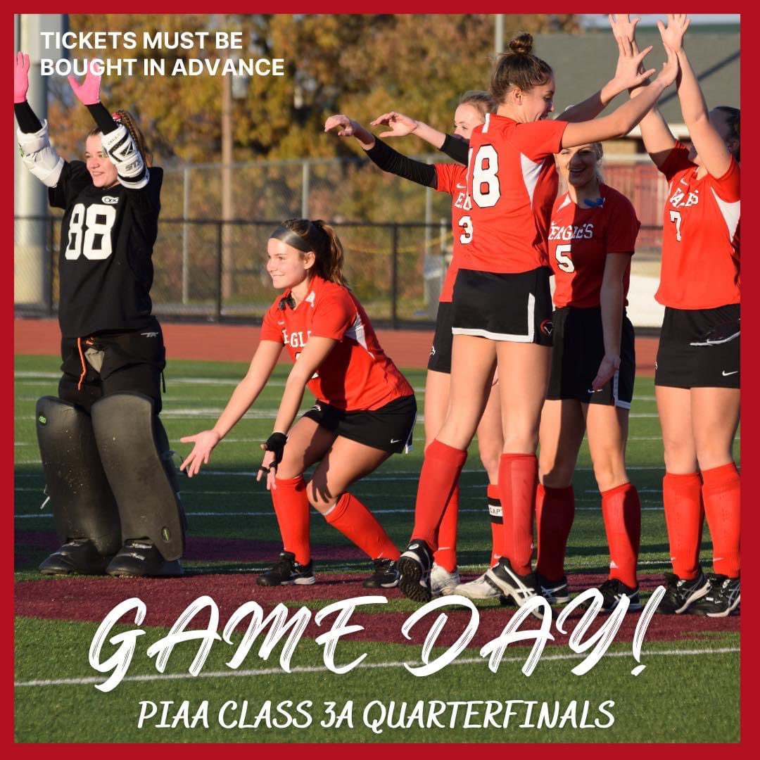 RISE AND SHINE - IT’S GAME DAY!

CV is playing Conestoga High School in the quarterfinals of states today at Exeter Township High School. Game time is noon. Ticket must be purchased in advance by visiting piaa.org/sports/tickets…. Go Eagles!
