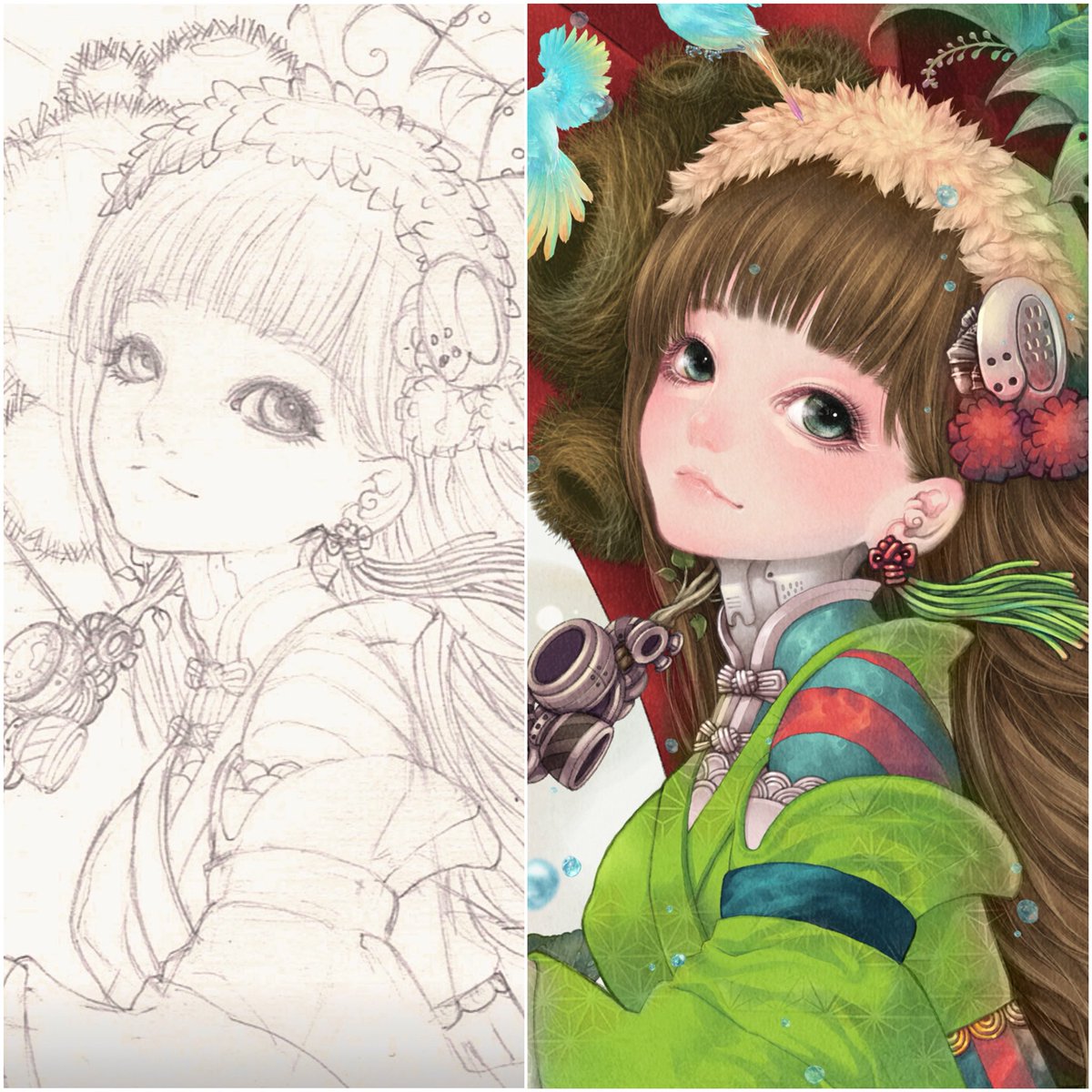 When I do my work , I love to do it in two world in my life.
Life from my fingertips and pencil.
And  in NFT , life in my  imagination and soul.
Delighted... two worlds become one.