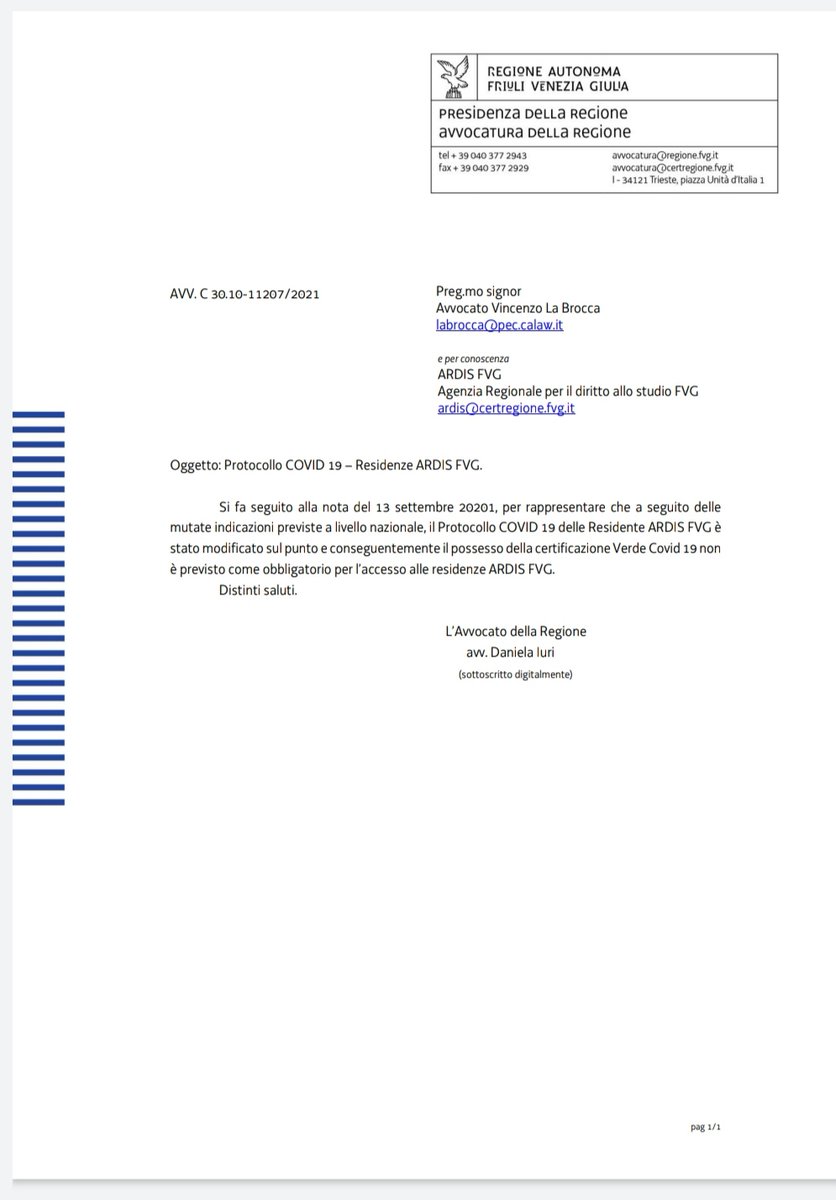 DavPit1's tweet photo. @UniTrieste @AsugiFVG @BurloGarofolo @regioneFVGit @units Green Pass applicato con tale solerzia da arrivare a intaccare anche un diritto fondamentale come quello dell'alloggio per studenti. Sempre in nome della "Scienza", salvo poi doversi smentire in seguito alle diffide. https://t.co/PfKCCtJPBZ