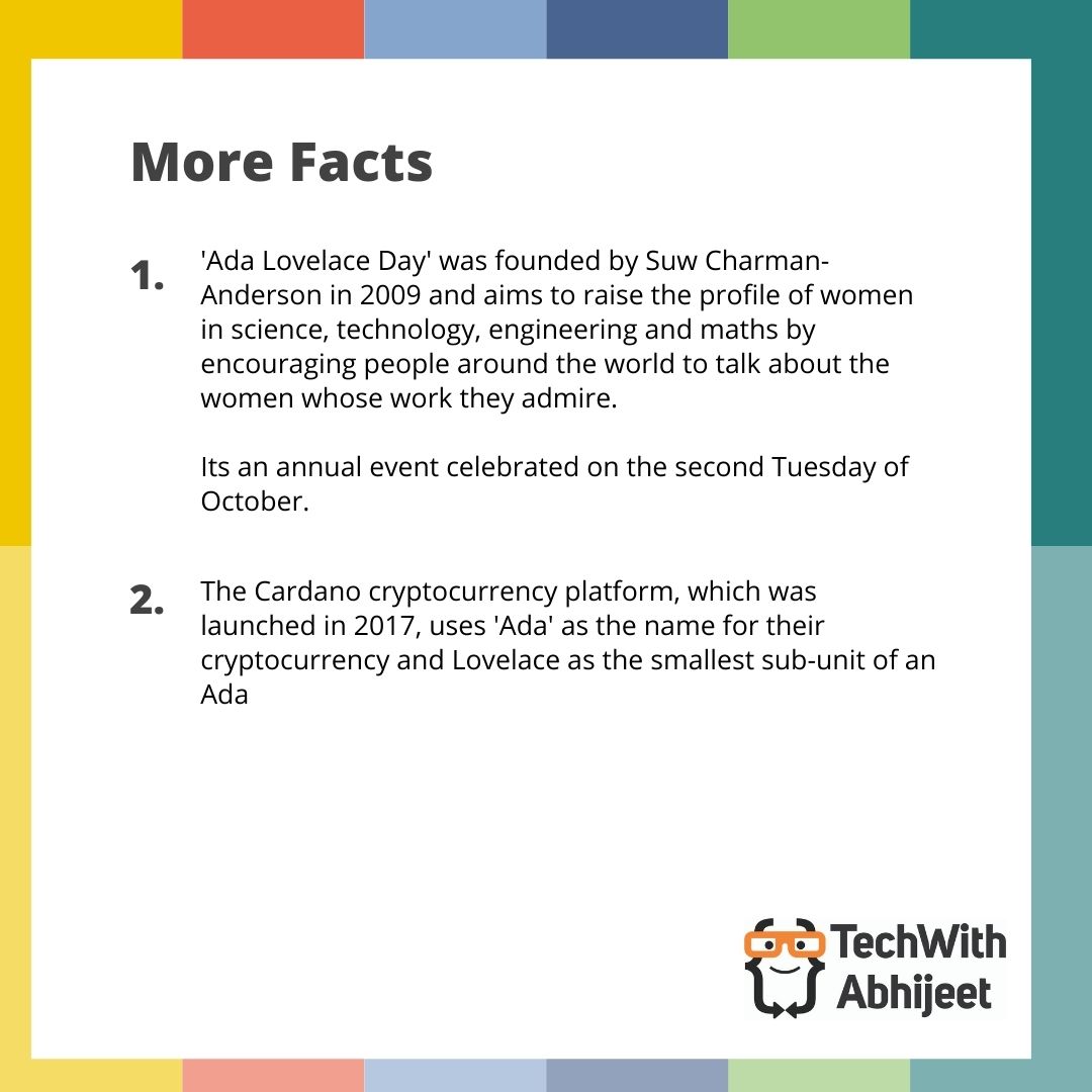 techwidabhijeet's tweet image. Did you also know that the Cardano cryptocurrency platform, which was launched in 2017, uses Ada as the name for their cryptocurrency and Lovelace as the smallest sub-unit of an Ada?