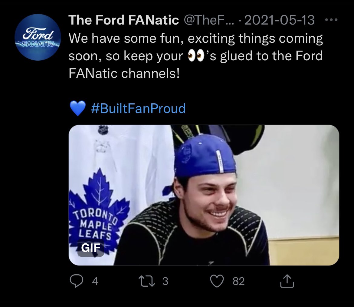 k_woods1's tweet photo. @TheFordFANatic @FordCanada @MapleLeafs I’d have to say this is my favourite post by far ! 💙😜@ashwoods77  #fansgofurther https://t.co/IXgbUyAw9A