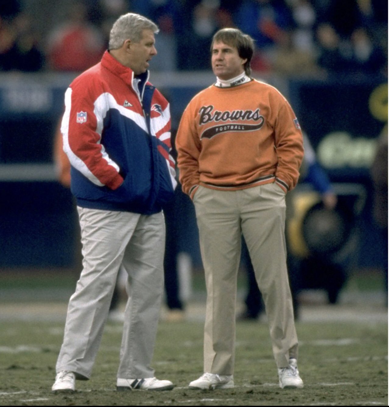 John Skrtic on X Bill Parcells of the Patriots and Bill Belichick of the Cleveland Browns 1995 Photographer Rick Stewart. https t IRj5dqBnmT X