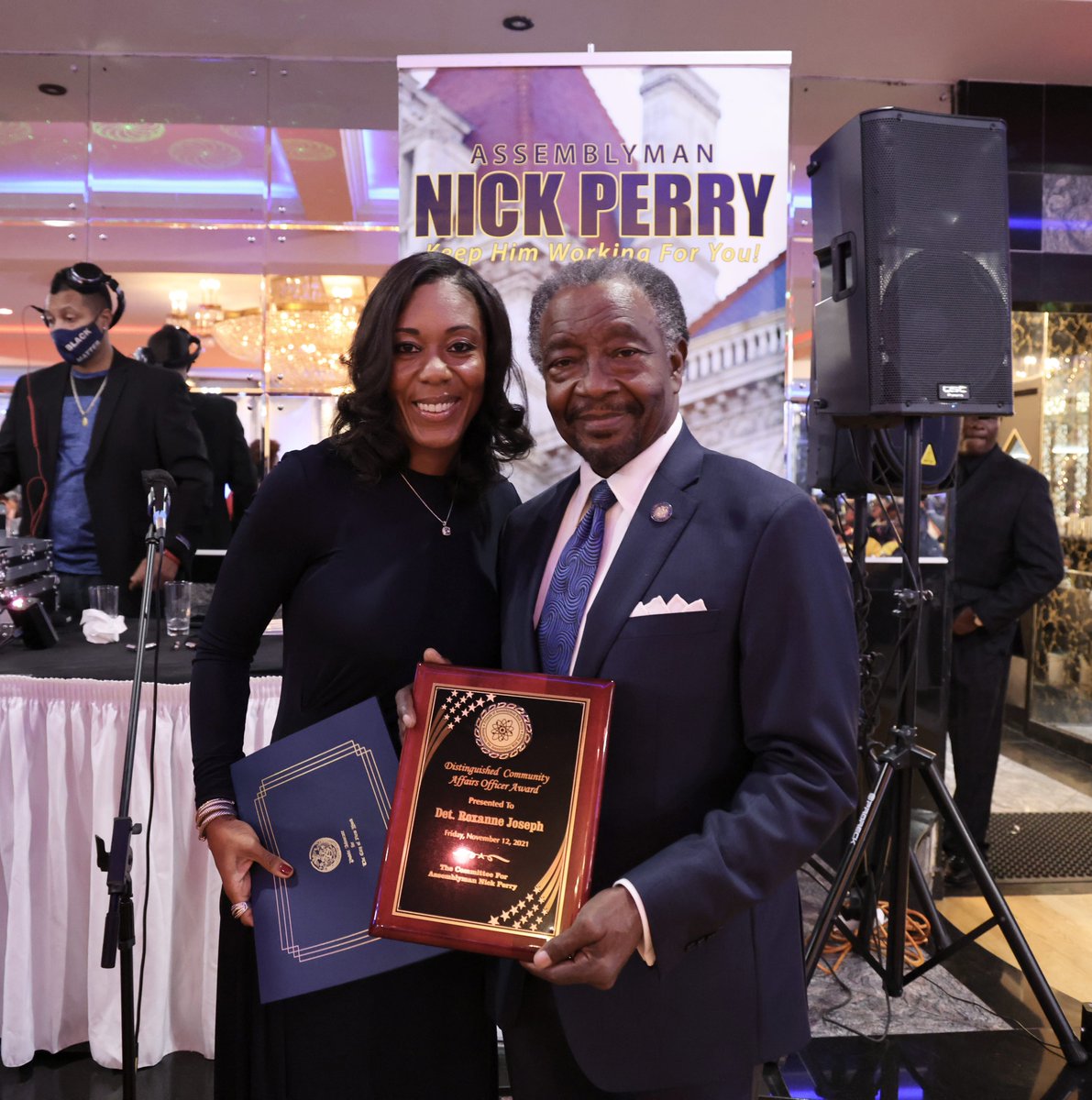 NYPDBklynSouth's tweet photo. A BIG congrats to our very own Detective Roxanne Joseph on being awarded the Distinguished Community Affairs Officer Award last night by @NNickPerry 

Roxanne’s presence, dedication and friendship is valued on so many levels. We are so happy &amp; proud of her. Well earned Roxanne! https://t.co/Y5vH5Q1XHo