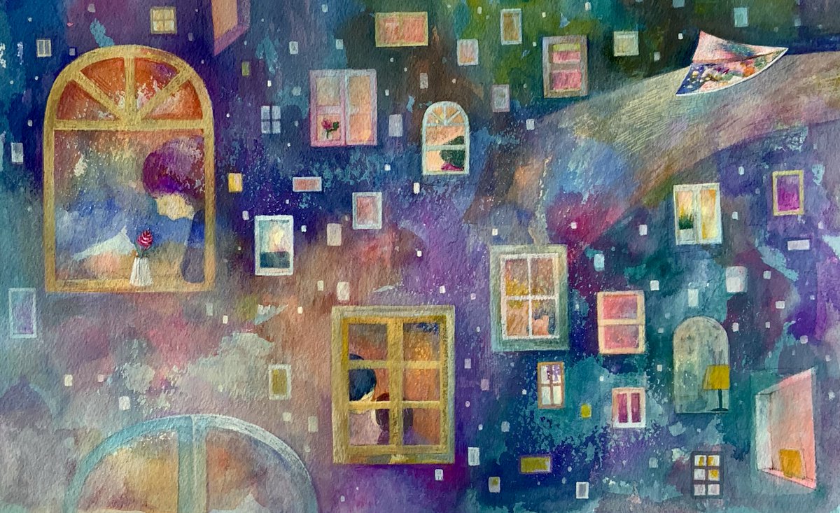 「✨🌙✨
素敵な夜になりますように🌟

#イラスト #絵描きさんと繋がりたい 」|小林さきのイラスト