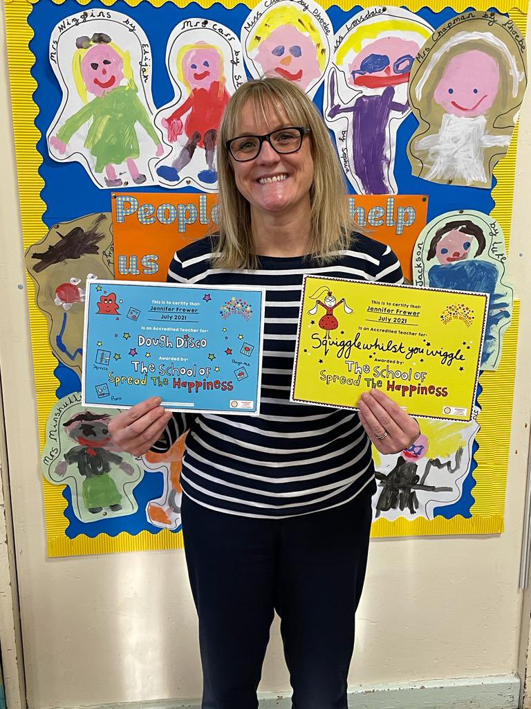 StannesCVA's tweet photo. Huge congratulations to Mrs Frewer who is now an accredited teacher for Dough Disco and ‘Squiggle Whilst You Wiggle’ Well done…we’re definitely #proudtobestannes 💙💛 @SRSCMAT @ShonetteBason https://t.co/jACCgaSyk1