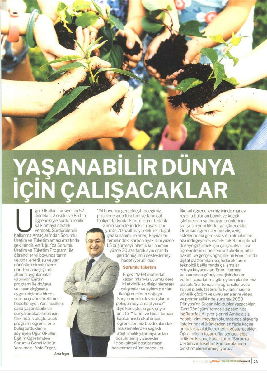 Uğur Okulları (@ugurokullari) on Twitter photo "MEB müfredat kazanımlarıyla uyumlu ders içi etkinlikler, disiplinlerarası çalışmalar ve eylem planları ile öğrencilerin doğaya karşı sorumlu davranışlarını pekiştirmeyi amaçlıyoruz."
<a href="/milliyet/">milliyet.com.tr</a>
#UğurdaSorumluÜretimveTüketim
#DünyayaUğurluGelelim "MEB müfredat kazanımlarıyla uyumlu ders içi etkinlikler, disiplinlerarası çalışmalar ve eylem planları ile öğrencilerin doğaya karşı sorumlu davranışlarını pekiştirmeyi amaçlıyoruz."
<a href="/milliyet/">milliyet.com.tr</a>
#UğurdaSorumluÜretimveTüketim
#DünyayaUğurluGelelim