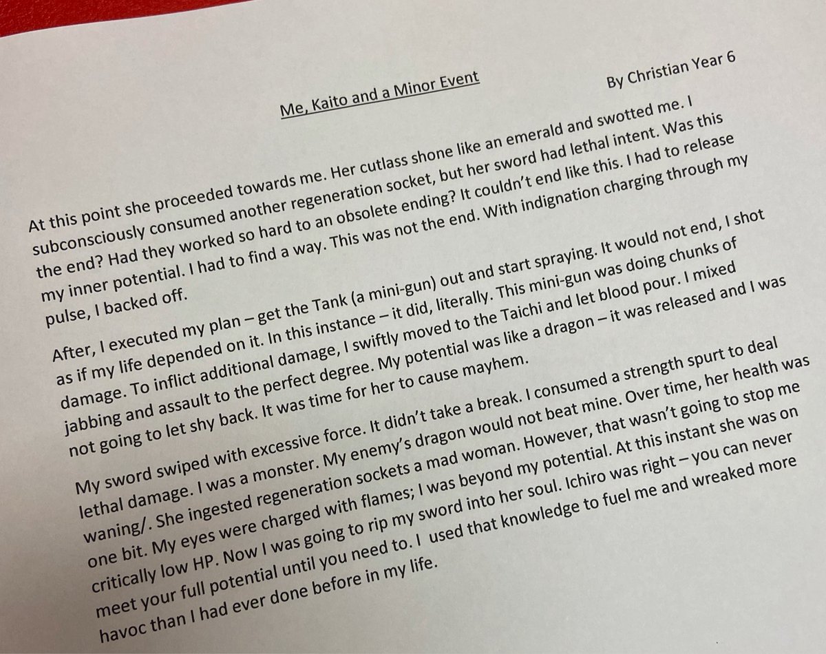 Talk about a Fantastic Friday - did we have some super treats this week from Yr6! First off is the pulse racing first chapter of Christian’s narrative. We can’t wait to read more. Well done Christian!  #lovewriting #yr6writing #author #skills