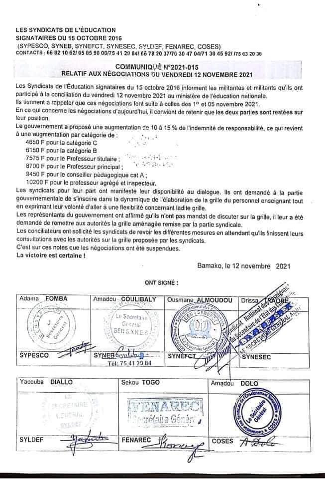 La synergie des syndicats de l'éducation nationale demandent aux collègues de rendre les notes et les propositions qu’ils ont à leur disposition afin de permettre aux directeurs de s’organiser et de mieux se préparer pour les actions futures. #éducationmalienne