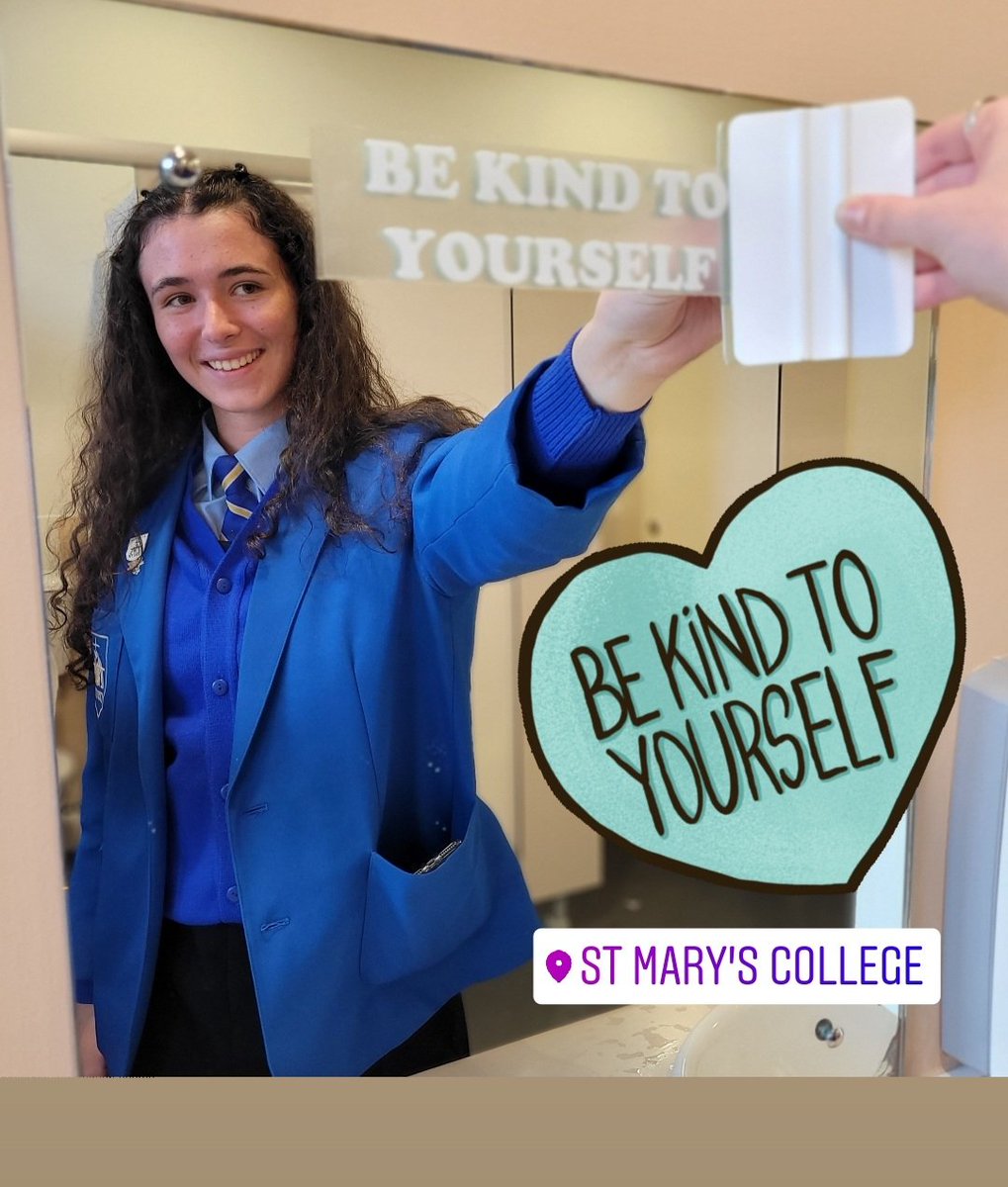 SMDWellbeing's tweet photo. In preparation for #WorldKindnessDay &amp; #AntiBullyingWeek our 6th year pupils @SaintMarysDerry put #wordsofkindness on the bathroom mirrors as a reminder to #alwaysbekind  In a world where you can be anything #BeKind21 #wellbeing #KindnessMatters @StMarysDerryTD @StMarysDerryRE https://t.co/YnyqRZQPw8