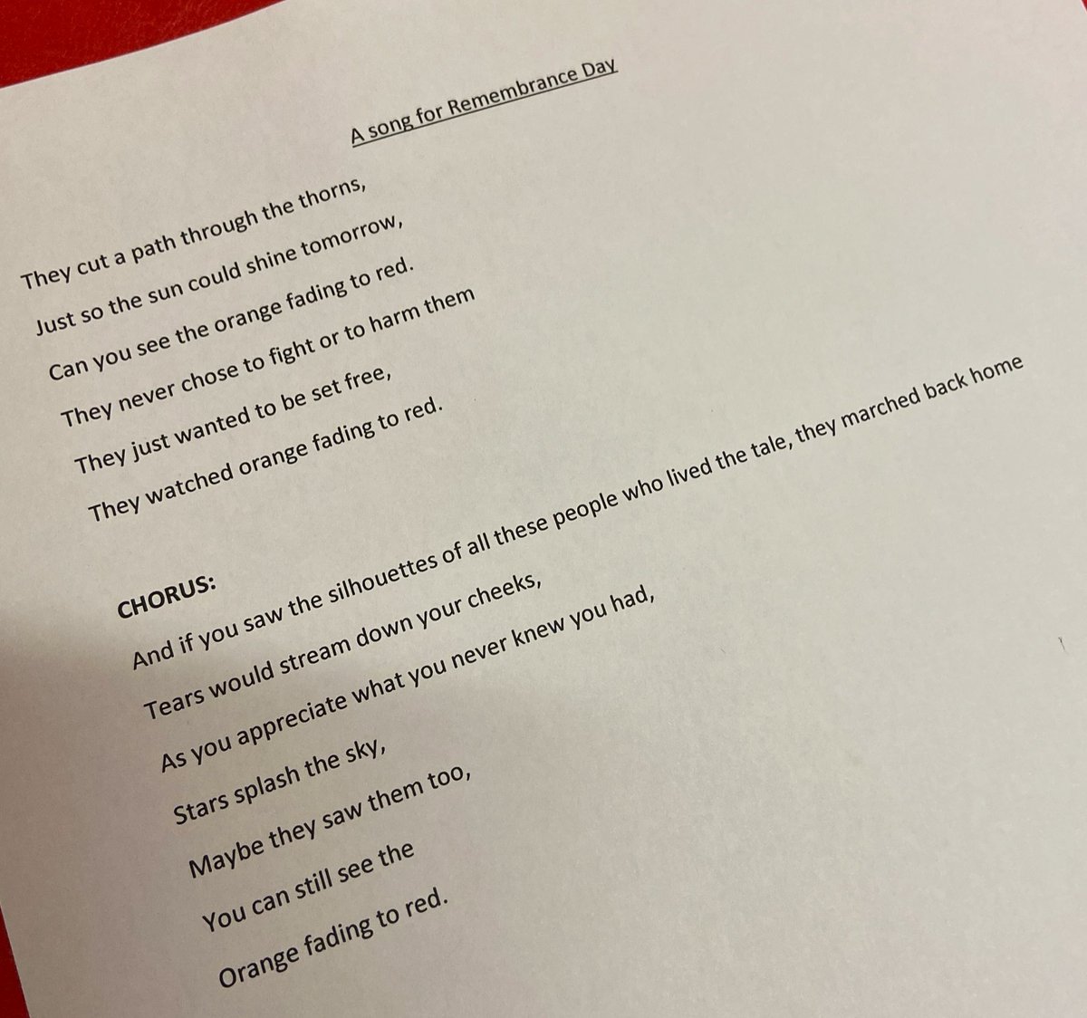More Fantastic Friday writing from Robyn in Yr6.  An incredibly moving A Song for Remembrance Day #Yr6writing #songwriting #creativity #independence #LestWeForget #RemembranceDay2021