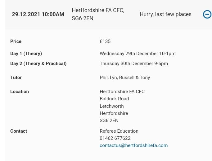 Herts1961sfl's tweet image. We are still looking for people to join our group of referees. The course below is available and we are keen to help fund 5 people to complete it.

If you are interested, get in touch.

Please share.
