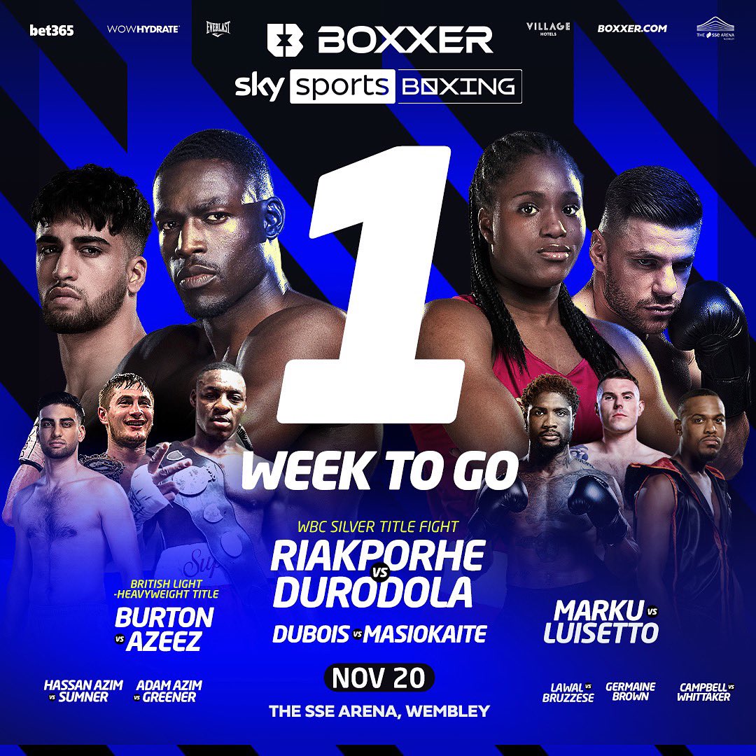 T-minus 1️⃣ week until the next generation make their mark 😤 #ChaseYourFuture 

#FightNightLondon 2 | SSE Arena Wembley | Nov 20
| @skysportsboxing