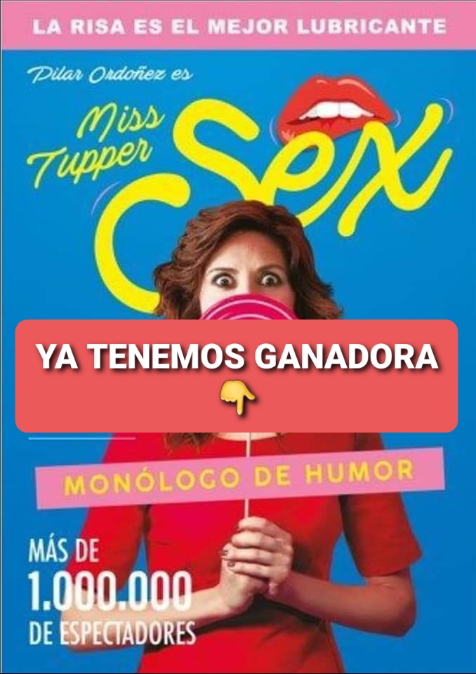 Ya tenemos ganadora del sorteo de 2 entradas para el espectáculo Miss Tupper Sex: Piedad Sánchez García
Puedes recoger el premio en la taquilla del Teatro 1h antes.
Gracias a todos por participar y muy atentos 👀