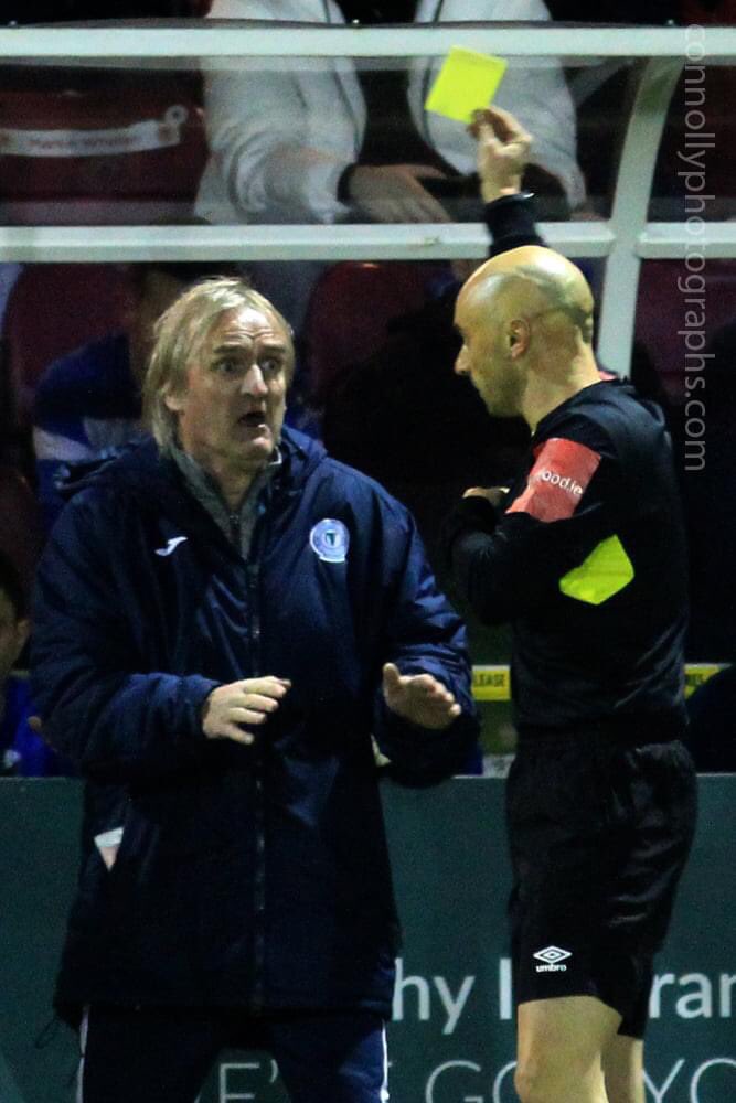seidodge's tweet photo. Great pic by Darragh Connolly of Ollie Horgan being booked last night. Somehow he’s amazed even though he could be booked 5/6 times a game https://t.co/8uNjt63M3V