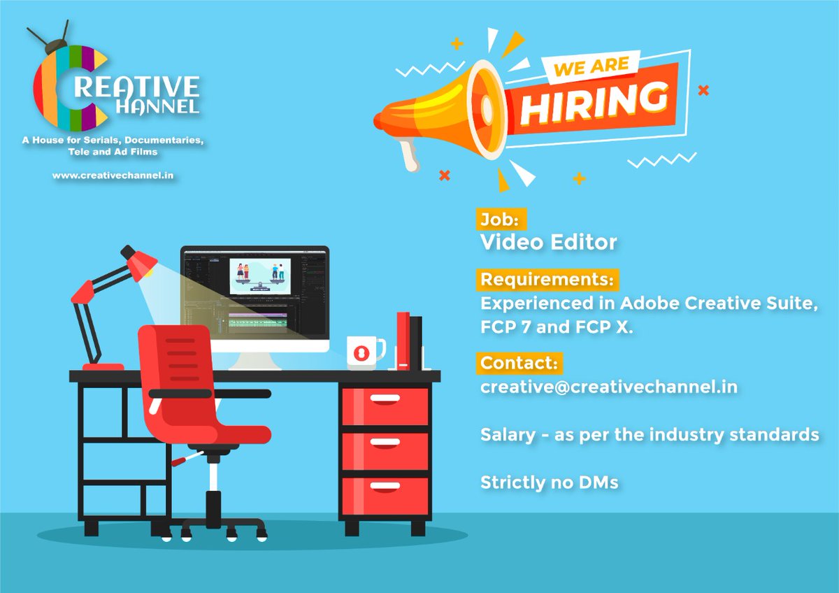 Creat_Channel's tweet photo. ✨We are HIRING✨
.
.
.
.
.
.
.
.
.
#hiringtoday #hiring #ʜɪʀɪɴɢɴᴏᴡ #hiringnew #hiringvideoeditors #videoeditor🎦 #videoeditorvacancy #vacancy #Creativechannel #creativeteam #productionvacancy #production #mediaproductionhouseindelhi #mediahousestudio #mediaproductionhouse https://t.co/0QbtM8MA01