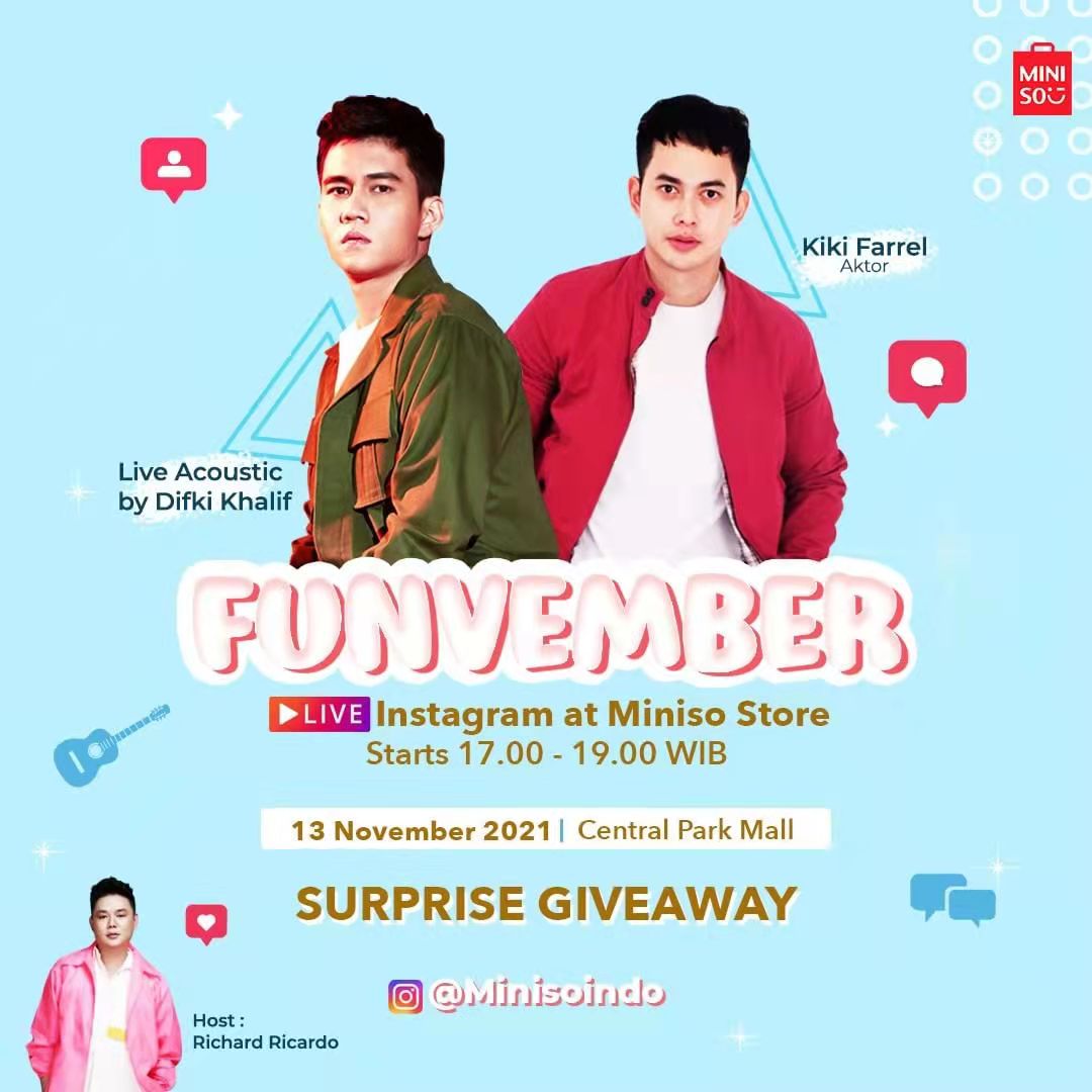 Minisojambitow2's tweet photo. Miniso Friends, ada yang seru di hari Sabtu ini!

Saksikan Live Instagram at Miniso Store di Instagram @MinisoIndo mulai pukul 17.00 - 19.00 WIB!✨

#Funvember #MinisoIndo #MinisoLiveAtStore #Talkshow https://t.co/K4h3EvLXjE