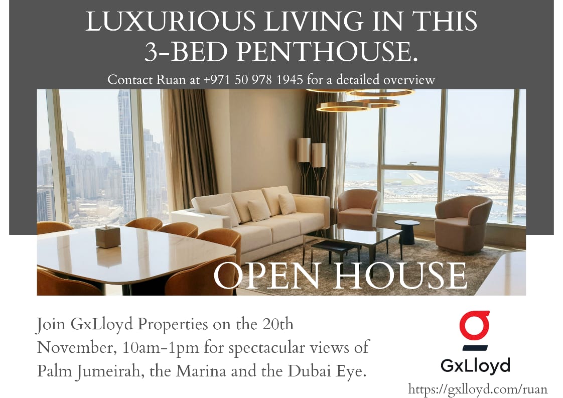 GeorgeJLloyd's tweet photo. Open Penthouse!

See a bright and spacious 3 bedroom luxury #Penthouse with breathtaking views in #Avani Palm View in #Dubai.

Saturday, 20 November 2021, 10 am - 1 pm.

Valet parking in house.

https://t.co/b3ysMNG82o

#OpenHouse #GxLloyd #GeorgeJLloyd #GxDubai https://t.co/fnT2vl4m0T