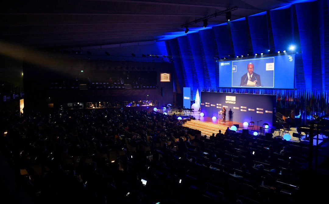 Ce 12/11 à Paris, j'ai réaffirmé à l'occasion de la Conférence générale de l'<a href="/UNESCO/">UNESCO 🏛️ #Education #Sciences #Culture 🇺🇳</a>, dont nous célébrons le 75ème anniversaire, l'engagement du #Gabon en faveur de la protection du #patrimoine naturel, de la paix et de la justice sociale à travers l'#éducation et l'#EgaliteFH.