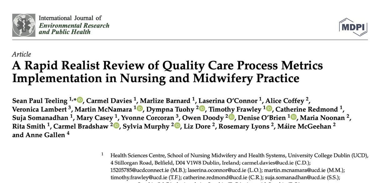 Dr SeƔn Paul Teeling (@drseanpteeling) on Twitter photo New paper on implementing specific nursing & midwifery Quality Care Process Metrics <a href="/davies_c1/">Carmel Davies</a> <a href="/AliceCo72600027/">Alice Coffey</a> <a href="/VLambertDCU/">Prof Veronica Lambert</a> <a href="/sujas15/">Dr Suja Somanadhan</a> <a href="/celticowl/">Martin S McNamara</a> <a href="/timmy_frawley/">Timmy Frawley</a> <a href="/ChoicesforBirth/">Dr Denise O'Brien</a> <a href="/RitaMRSmith/">Rita Smith</a> <a href="/mairemcgeehan/">MƔire McGeehan</a> <a href="/AnneGallen3/">Dr Anne Gallen</a> <a href="/doody_owen/">owen.doody@ul.ie</a> <a href="/maria_noonan1/">Maria Noonan</a>
mdpi.com/1357098 New paper on implementing specific nursing & midwifery Quality Care Process Metrics <a href="/davies_c1/">Carmel Davies</a> <a href="/AliceCo72600027/">Alice Coffey</a> <a href="/VLambertDCU/">Prof Veronica Lambert</a> <a href="/sujas15/">Dr Suja Somanadhan</a> <a href="/celticowl/">Martin S McNamara</a> <a href="/timmy_frawley/">Timmy Frawley</a> <a href="/ChoicesforBirth/">Dr Denise O'Brien</a> <a href="/RitaMRSmith/">Rita Smith</a> <a href="/mairemcgeehan/">MƔire McGeehan</a> <a href="/AnneGallen3/">Dr Anne Gallen</a> <a href="/doody_owen/">owen.doody@ul.ie</a> <a href="/maria_noonan1/">Maria Noonan</a>
mdpi.com/1357098