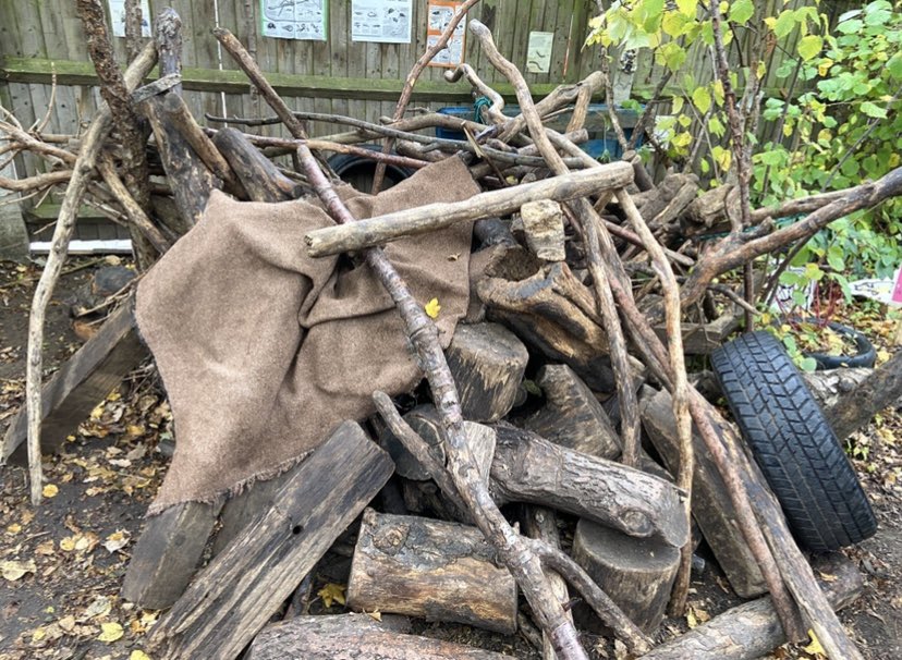 Reading, foraging and den building in the Wild Garden #outdoorlife #freshair #nature #wellbeing #exploring #experimenting #reading #forestschool #play #outdoorlearning