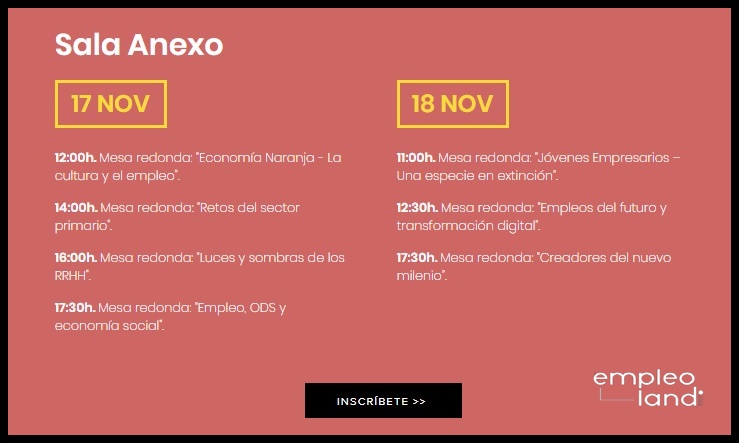 recintoferialtf's tweet photo. #EmpleoLand: El lugar donde se hablar de curro
👉 El 17 y 18 de noviembre, conferencias con grandes referentes y mesas redondas muy interesantes
@JosefAjramFanOf @agathardlp @MonicaVentas @cipriquintas @agoney_melian @DaidaPsicologa @falcaide
Inscríbete: https://t.co/jIT5dhH38L https://t.co/oOWhvdv4aO