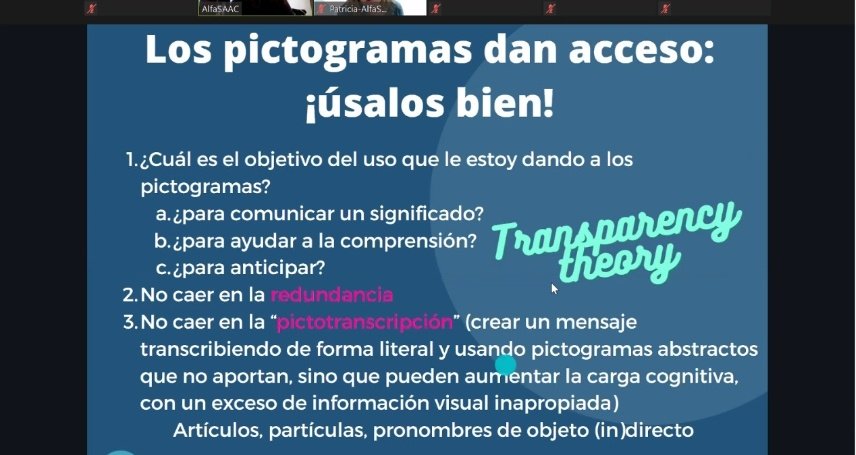 Aprendiendo con <a href="/AlfaSaac/">AlfaSAAC</a> y <a href="/amal_clm/">AMAL CLM</a> .
<a href="/AnaMedinaUpo/">Ana Medina Reguera</a>, gracias 🙂 

"Modelar palabras comodín:  más o se acabó. Debemos pensar menos en los sustantivos"  esto conlleva un cambio metodológico, hasta ahora los SAAC han partido del aprendizaje de sustantivos de manera pasiva.