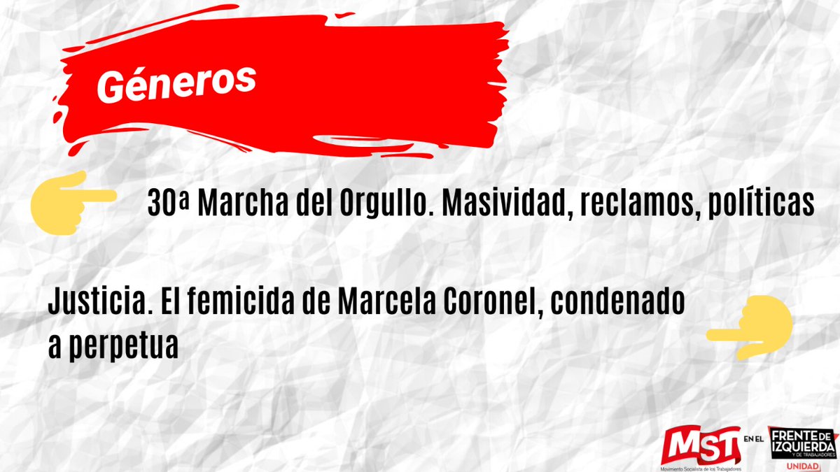 mstzonanorte's tweet photo. Géneros 💜🏳️🌈
🏳️🌈🏳️⚧️ 30ª #MarchadelOrgullo. #Masividad , #reclamos , #políticas
https://t.co/1eOGNhXyu8
💜✊🏻 #Justicia . El #femicida de Marcela Coronel, condenado a #perpetua
https://t.co/48sTr4bSv5 https://t.co/RbOkqyogrV