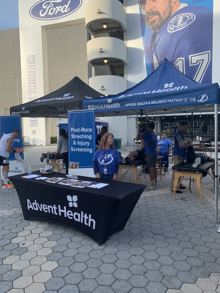 Come join us in Thunder Alley for the #BoltRun at the @AdventHealthWFL activation! Foam rolling, stretching, and getting that perfect post race photo! #FeelWhole